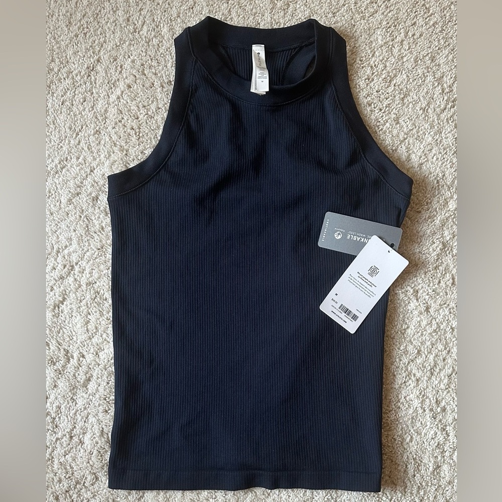 Woman’s Athleta Renew Racerback Tank Navy Size Medium New With Tags